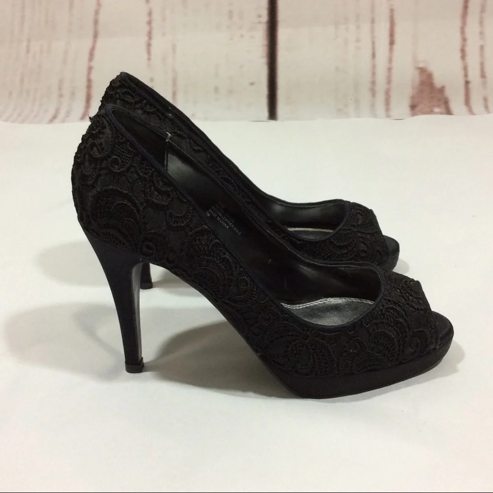 White House Black Market Black High Heel Shoes‎ Evening Cocktail Party Wedding